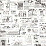 Adamstown Ivory Newspaper Classifieds Wallpaper with Vintage Graphics - Chesapeake 3123-64272