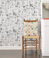 Adamstown Ivory Newspaper Classifieds Wallpaper with Vintage Graphics - Chesapeake 3123-64272