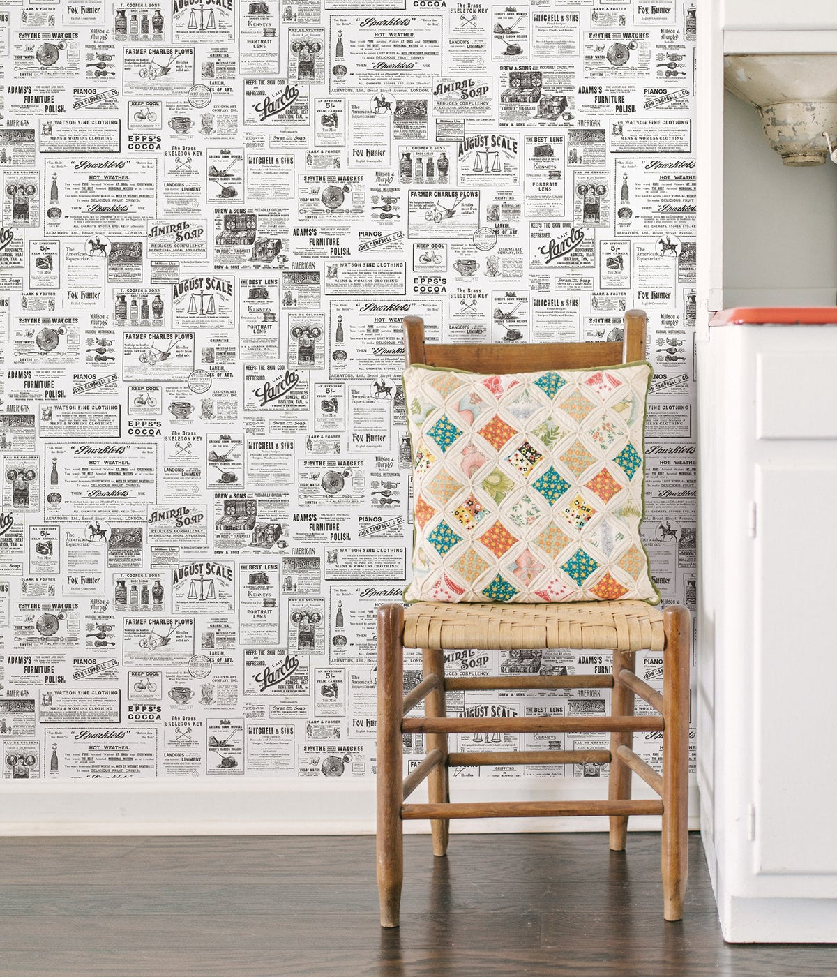 Adamstown Ivory Newspaper Classifieds Wallpaper with Vintage Graphics - Chesapeake 3123-64272SAM