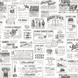 Adamstown Ivory Newspaper Classifieds Wallpaper with Vintage Graphics - Chesapeake 3123-64272SAM