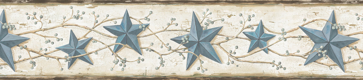 Blue Heritage Tin Star Wallpaper Border Blue by Chesapeake - RJ65366