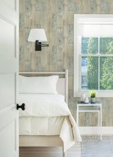 Chebacco Taupe Wood Planks Wallpaper with Textured Raised Ink Traditional Wood Plank Motif - Chesapeake 3124-12692
