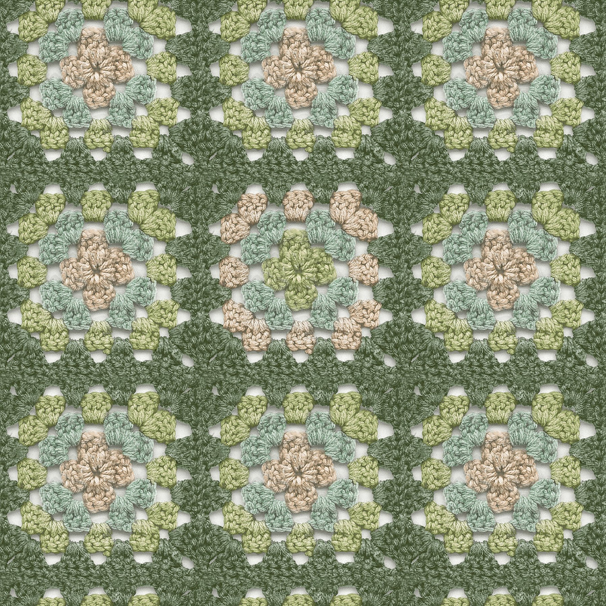 Maud Green Crochet Geometric Wallpaper with Eclectic Abstract Geometrics Pattern - Chesapeake 3124-13863
