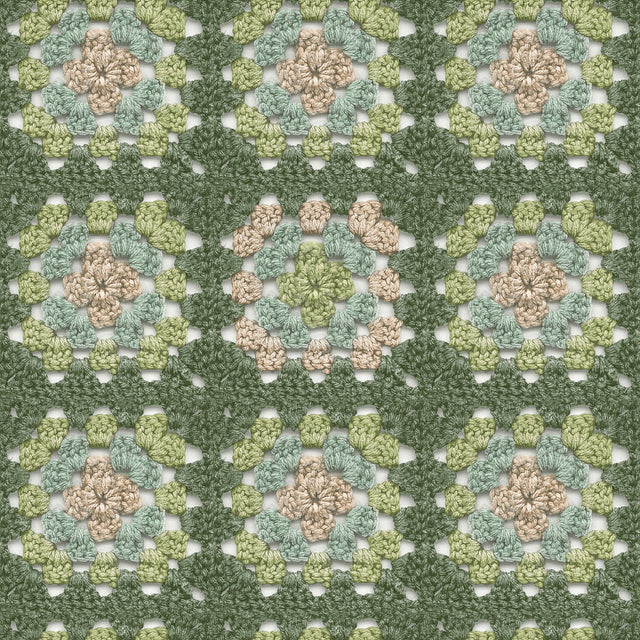 Maud Green Crochet Geometric Wallpaper with Eclectic Abstract Geometrics Pattern - Chesapeake 3124-13863