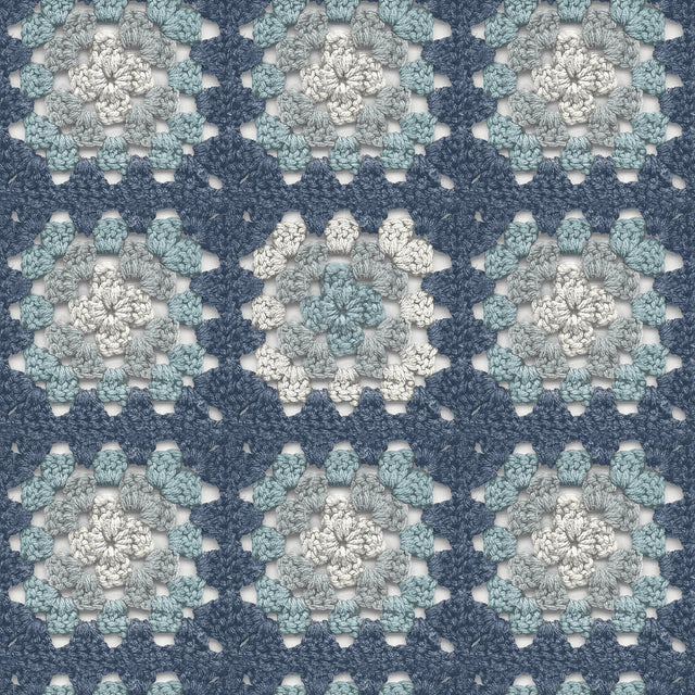 Maud Blue Crochet Geometric Wallpaper with Eclectic Abstract Pattern - Brewster 3124-13864