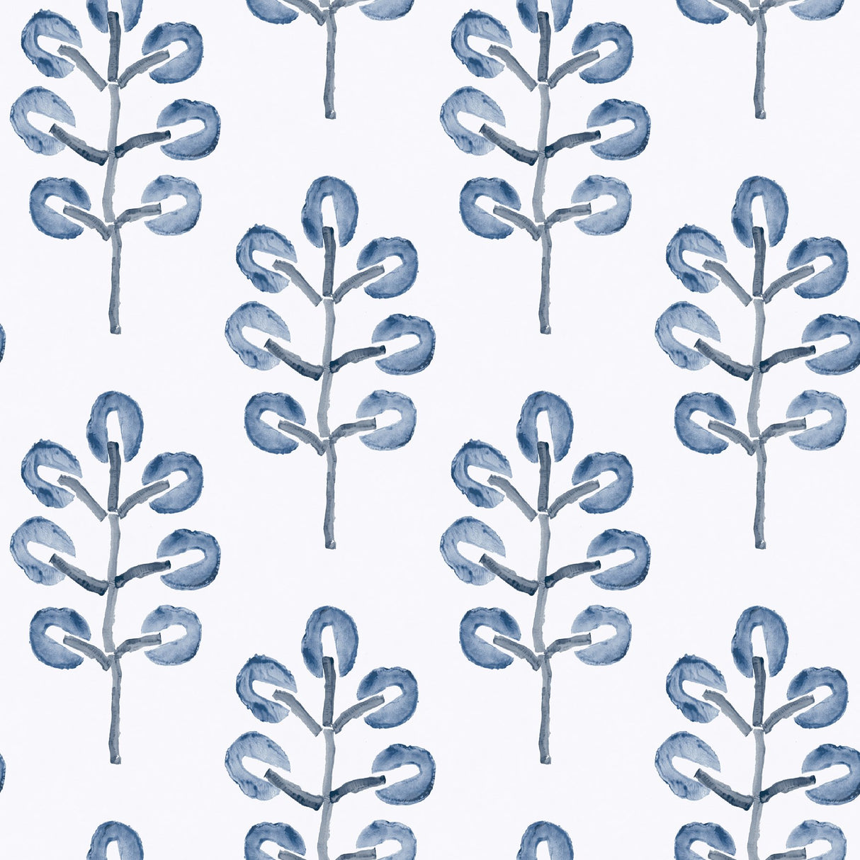 Plum Tree Blue Botanical Wallpaper with Bohemian Trees Motif - Chesapeake 3124-13874