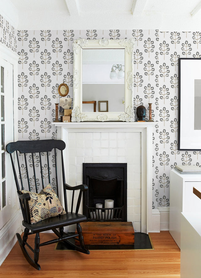 Plum Tree Black Botanical Wallpaper with Bohemian Trees Pattern - Chesapeake 3124-13875