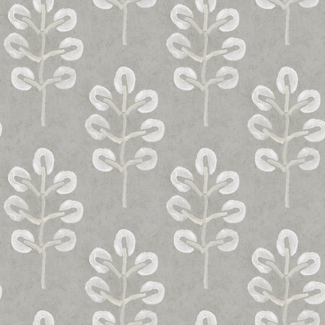 Plum Tree Grey Botanical Wallpaper with Block-Print Tree Motif - Chesapeake 3124-13876