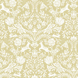 Forest Dance Honey Damask Wallpaper with Whimsical Animal Motif - Chesapeake 3124-13886