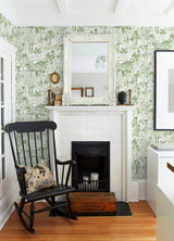 Walden Green Forest Wallpaper with Modern Botanical Trees Pattern - Chesapeake 3124-13891