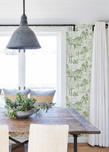 Walden Green Forest Wallpaper with Modern Botanical Trees Pattern - Chesapeake 3124-13891