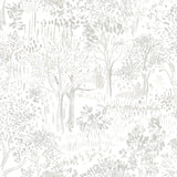 Walden Grey Forest Wallpaper with Modern Botanical Trees Pattern - Chesapeake 3124-13892