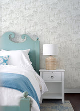 Walden Grey Forest Wallpaper with Modern Botanical Trees Pattern - Chesapeake 3124-13892