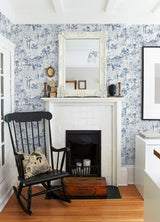 Walden Navy Forest Wallpaper with Modern Botanical Trees Motif - Brewster 3124-13893