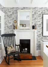 Walden Black Forest Wallpaper with Modern Botanical Trees Motif - Chesapeake 3124-13894