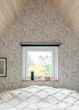 Pinnate Blush Leaves Wallpaper with Watercolor Botanical Motif - Chesapeake 3124-13906