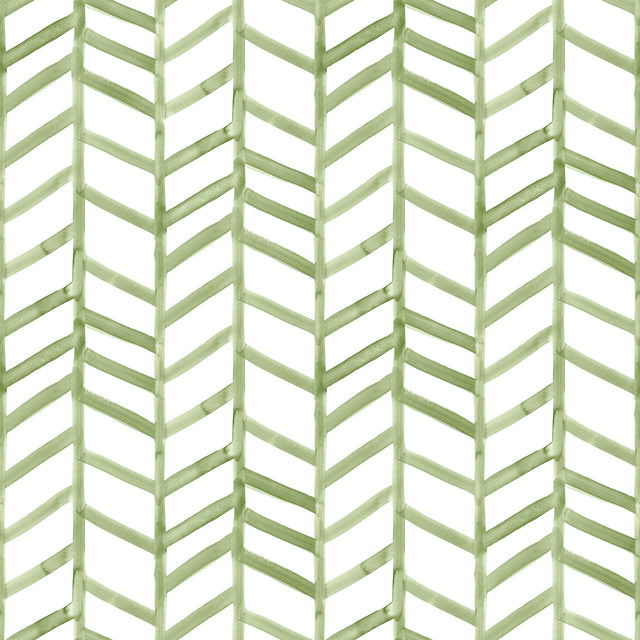 Fletching Green Geometric Wallpaper with Modern Abstract Chevron Pattern - Chesapeake 3124-13921