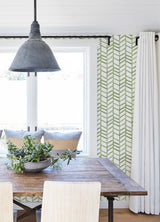 Fletching Green Geometric Wallpaper with Modern Abstract Chevron Pattern - Chesapeake 3124-13921