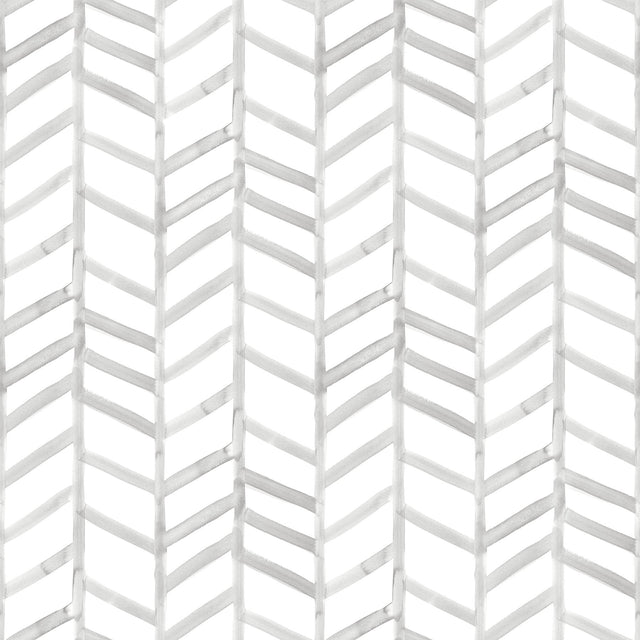 Fletching Grey Geometric Wallpaper with Watercolor Chevron Motif - Chesapeake 3124-13922