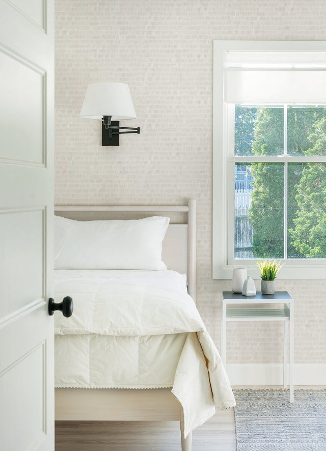 Pips Blush Watercolor Brushstrokes Wallpaper with Modern Geometric Abstract Pattern - Chesapeake 3124-13941