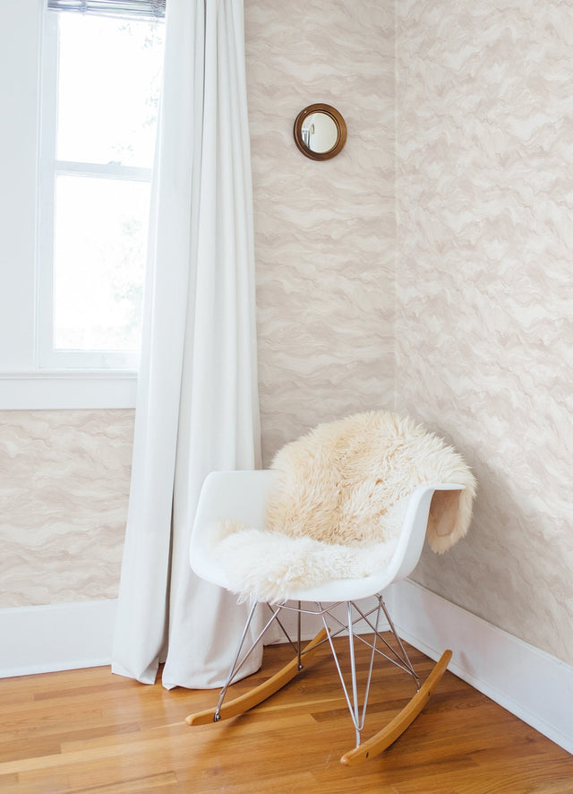Cirrus Blush Wave Wallpaper with Modern Abstract Geometric Pattern - Chesapeake 3124-13952