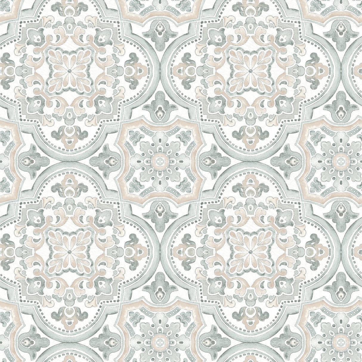 Concord Coral Medallion Wallpaper with Bohemian Abstract Medallions - Chesapeake 3124-13961