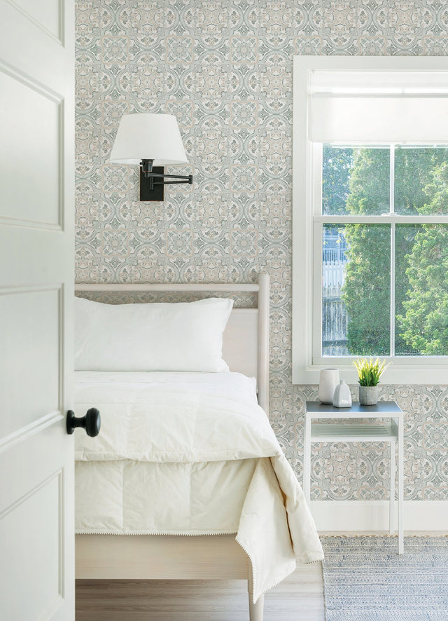 Concord Coral Medallion Wallpaper with Bohemian Abstract Medallions - Chesapeake 3124-13961
