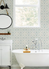 Concord Coral Medallion Wallpaper with Bohemian Abstract Medallions - Chesapeake 3124-13961