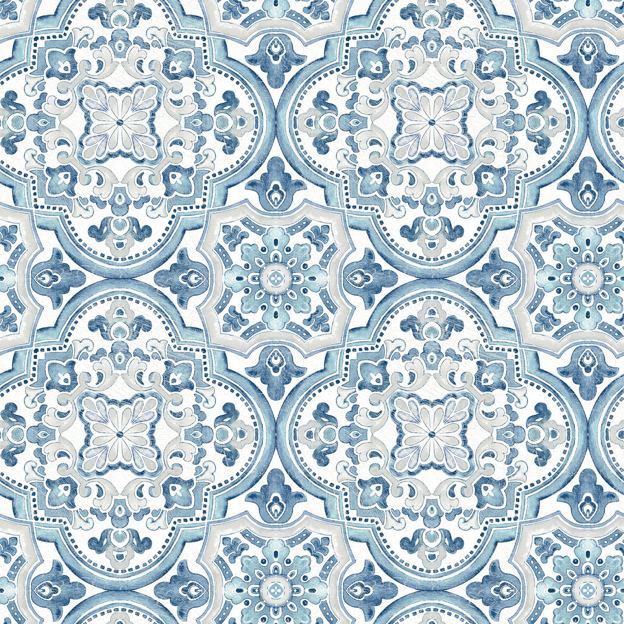 Concord Blue Medallion Wallpaper with Bohemian Abstract Medallions - Chesapeake 3124-13962