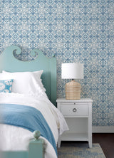 Concord Blue Medallion Wallpaper with Bohemian Abstract Medallions - Chesapeake 3124-13962