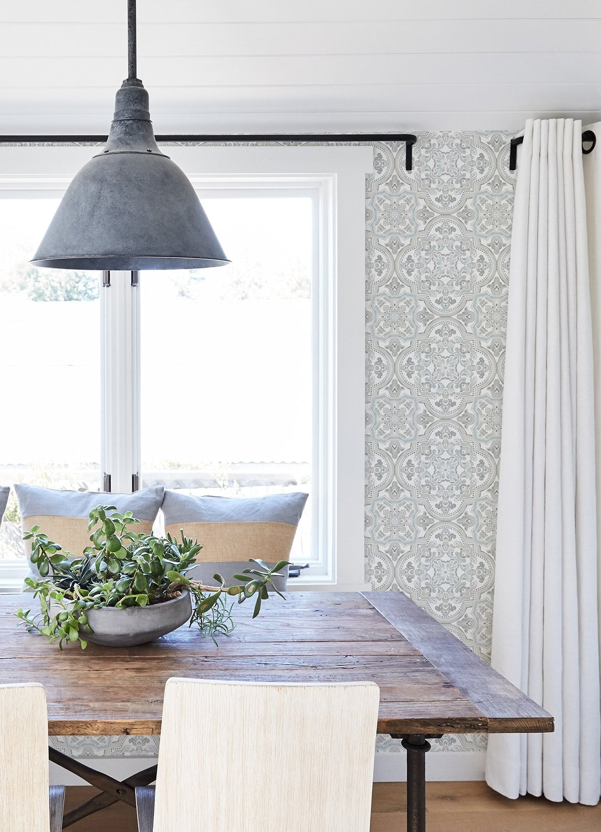 Concord Aqua Medallion Wallpaper with Bohemian Abstract Medallions - Chesapeake 3124-13963