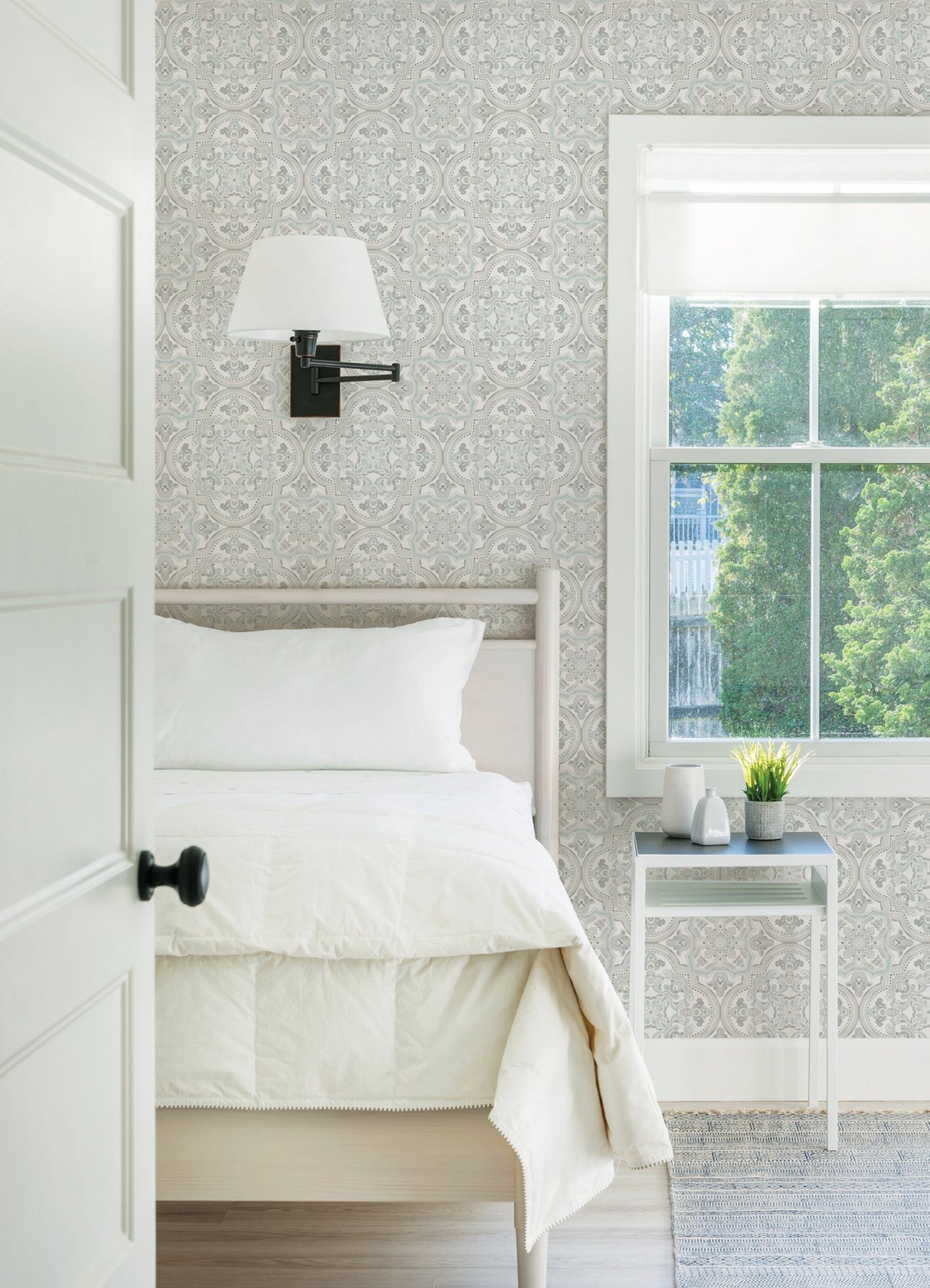 Concord Aqua Medallion Wallpaper with Bohemian Abstract Medallions - Chesapeake 3124-13963