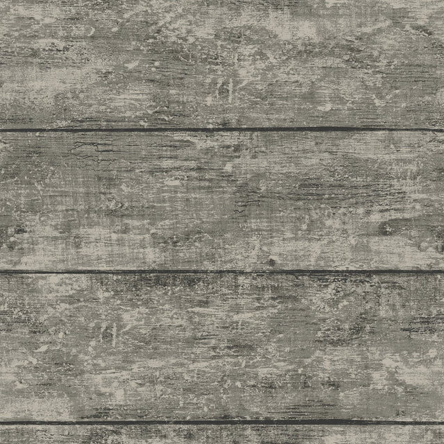 Cabin Charcoal Wood Planks Wallpaper with Textured Woodgrain Plank Motif - Chesapeake 3124-13972