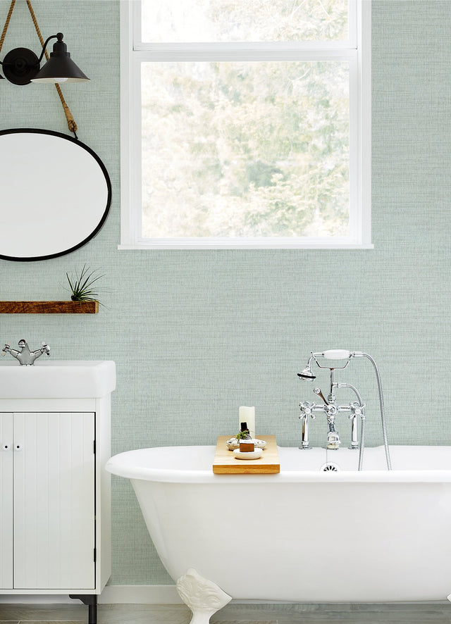 Solitude Teal Distressed Texture Wallpaper with Raised Ink Textured Abstract - Chesapeake 3124-13982