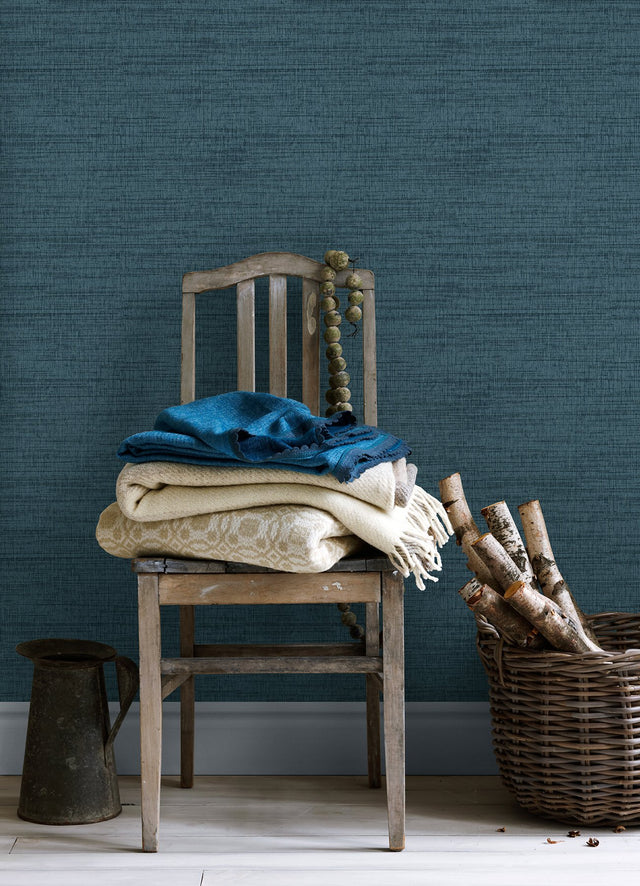 Solitude Navy Distressed Texture Wallpaper with Raised Ink - Chesapeake 3124-13984