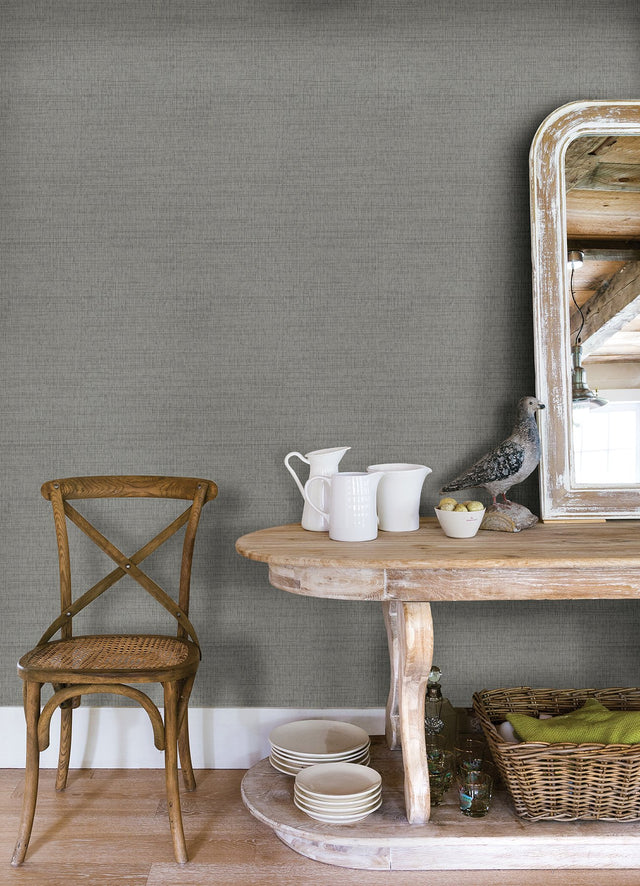 Solitude Grey Distressed Texture Wallpaper with Raised Ink Woven Look - Chesapeake 3124-13985
