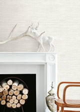Solitude White Distressed Texture Wallpaper with Traditional Abstract Pattern, Prepasted Non Woven Blend - Chesapeake 3124-13987