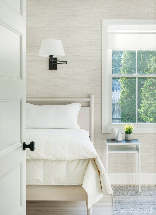 Solitude White Distressed Texture Wallpaper with Traditional Abstract Pattern, Prepasted Non Woven Blend - Chesapeake 3124-13987