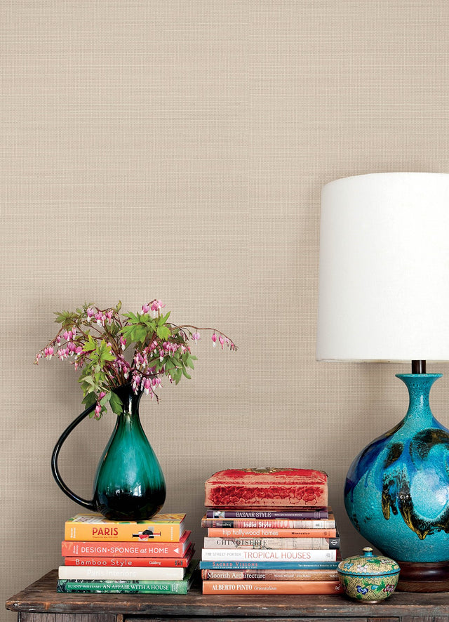 Spinnaker Peach Netting Wallpaper with Fabric Texture Motif - Chesapeake 3125-71052