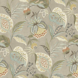 Bohemian Taupe Jacobean Wallpaper with Botanical Jacobean Motif - Chesapeake 3125-72301SAM