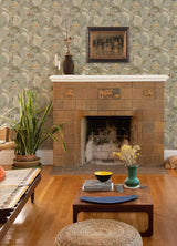 Bohemian Taupe Jacobean Wallpaper with Botanical Jacobean Motif - Chesapeake 3125-72301SAM