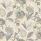 Bohemian Grey Jacobean Wallpaper with Botanical Farmhouse Motif - Chesapeake 3125-72304