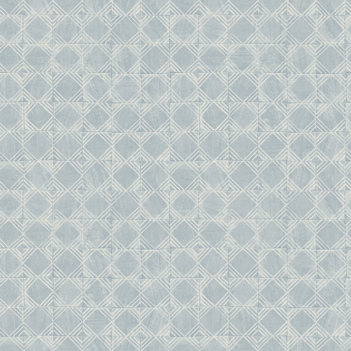 Button Block Blue Geometric Wallpaper with Hand-Drawn Quilt Motif - Chesapeake 3125-72305
