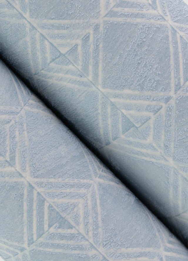 Button Block Blue Geometric Wallpaper with Hand-Drawn Quilt Motif - Chesapeake 3125-72305