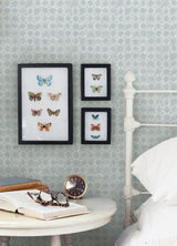 Button Block Blue Geometric Wallpaper with Hand-Drawn Quilt Motif - Chesapeake 3125-72305