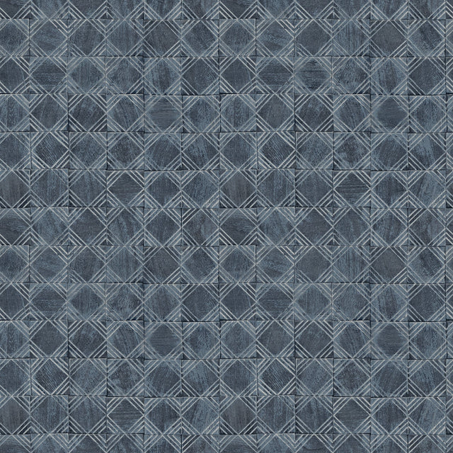 Button Block Navy Geometric Wallpaper with Farmhouse Graphic Motif - Chesapeake 3125-72306