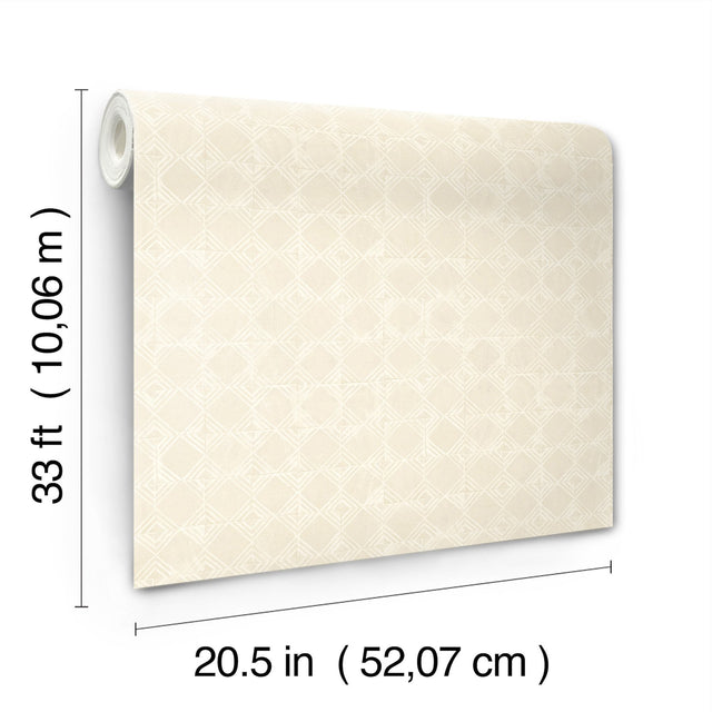 Button Block Taupe Geometric Wallpaper with Farmhouse Geometrics Pattern - Chesapeake 3125-72307