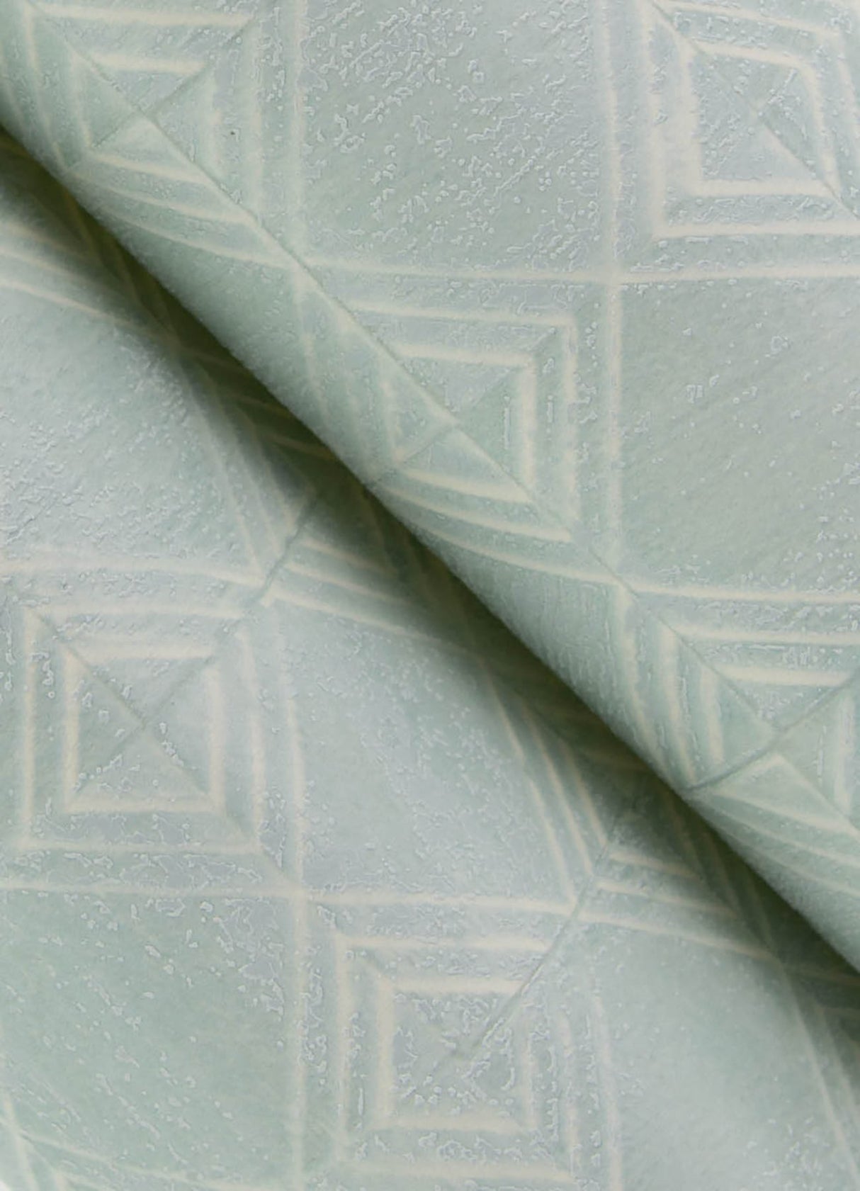 Button Block Aqua Geometric Wallpaper with Handcrafted Quilt-Inspired Square Motif - Chesapeake 3125-72308