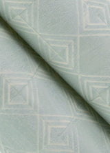 Button Block Aqua Geometric Wallpaper with Handcrafted Quilt-Inspired Square Motif - Chesapeake 3125-72308