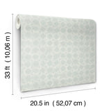 Button Block Aqua Geometric Wallpaper with Handcrafted Quilt-Inspired Square Motif - Chesapeake 3125-72308